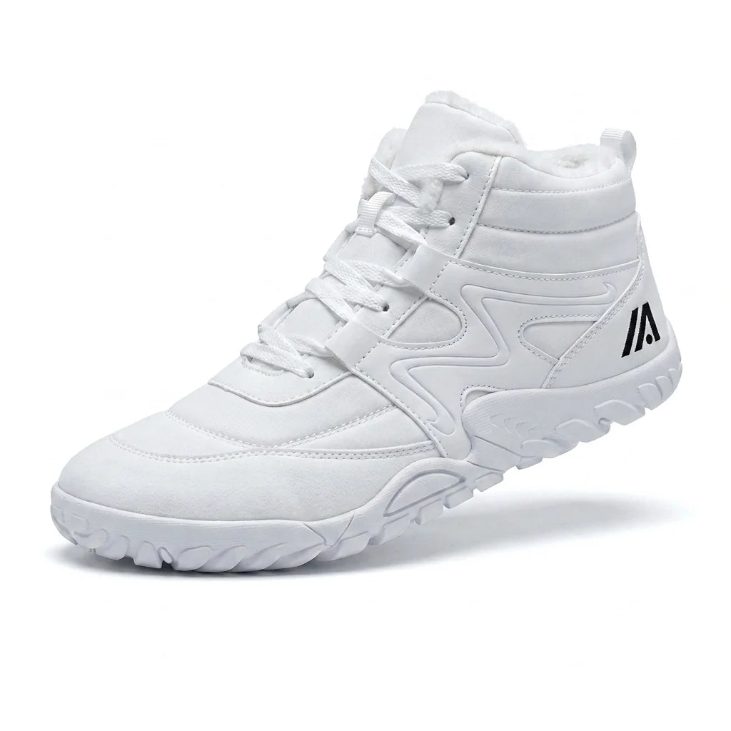 Alvidon AlbaStride Weiß – Barfußschuhe, Seitenansicht im Studio, für Damen und Herren