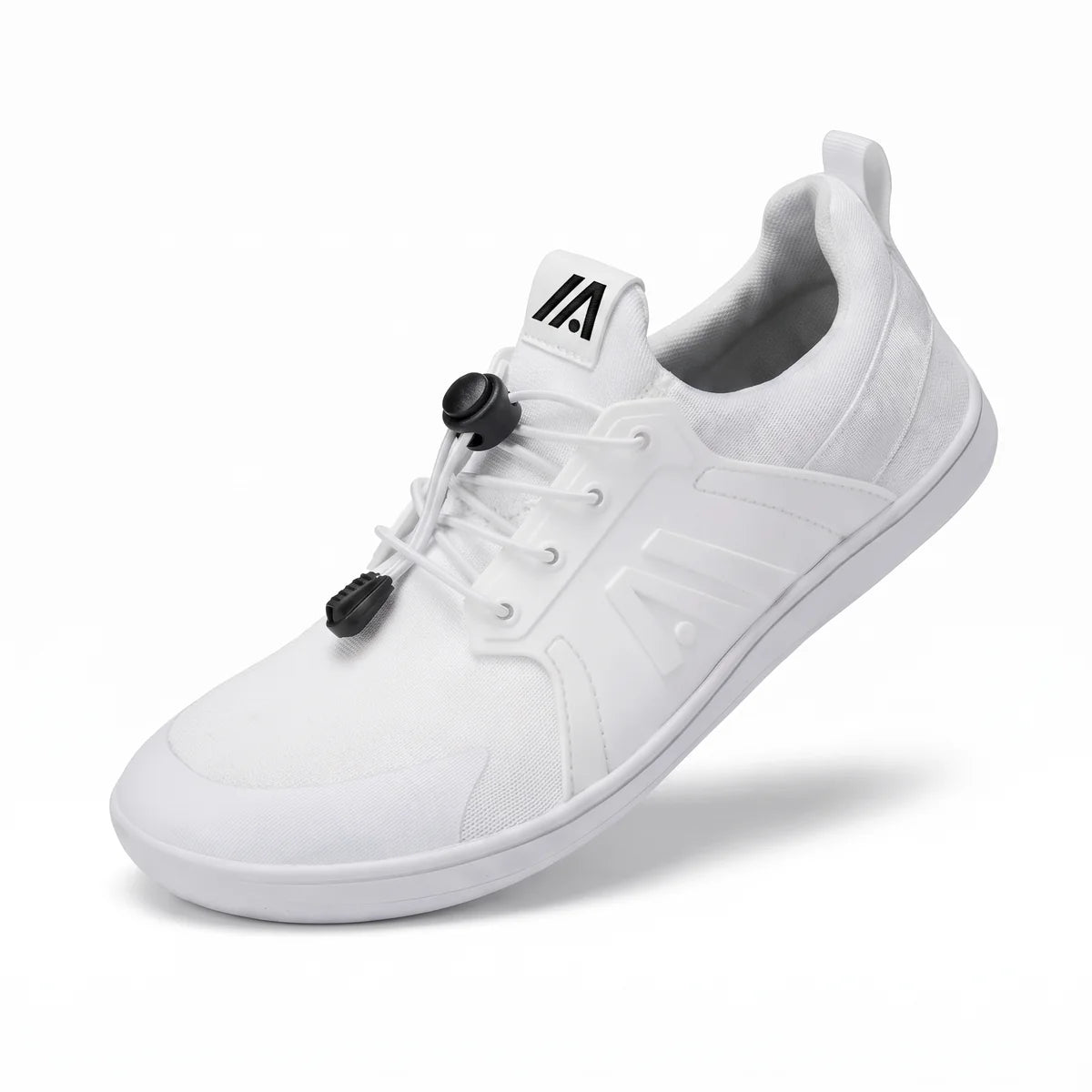 Alvidon BrezzaLite Weiß – Barfußschuhe, Seitenansicht im Studio, für Damen und Herren
