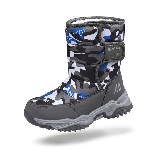 Alvidon CamoStep Blau – Barfußschuhe Kinder, Seitenansicht im Studio, für Damen und Herren
