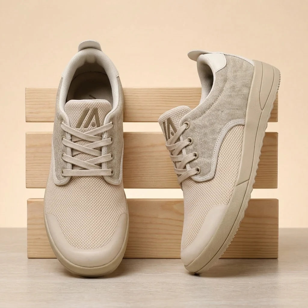 Alvidon CivicoStep Beige – Barfußschuhe, Ansicht der flachen Zero-Drop-Sohle, für Damen und Herren