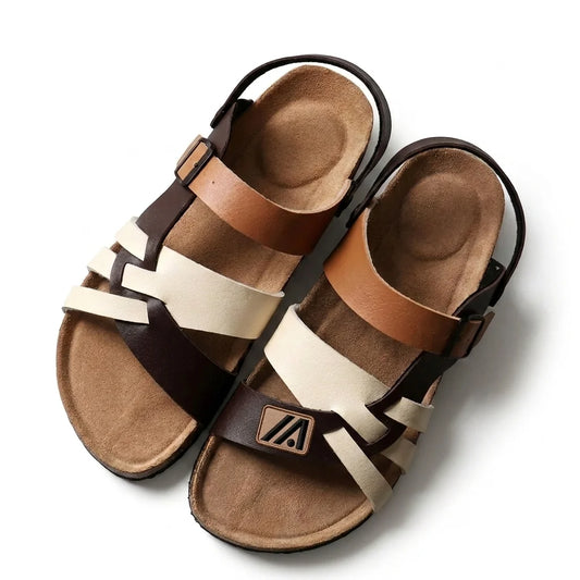 Alvidon FlechtStep Braun – Barfußsandalen, Seitenansicht im Studio, für Damen und Herren
