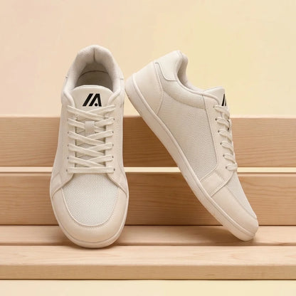 Alvidon FreiSchritt Beige – Barfußschuhe, Ansicht der flachen Zero-Drop-Sohle, für Damen und Herren
