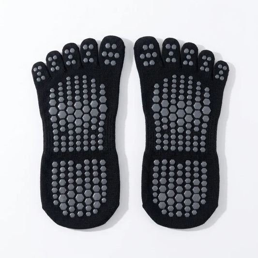 Alvidon GriffSocken Schwarz – Zehensocken mit Silikonnoppen, Produktansicht, Zubehör für Barfußschuhe