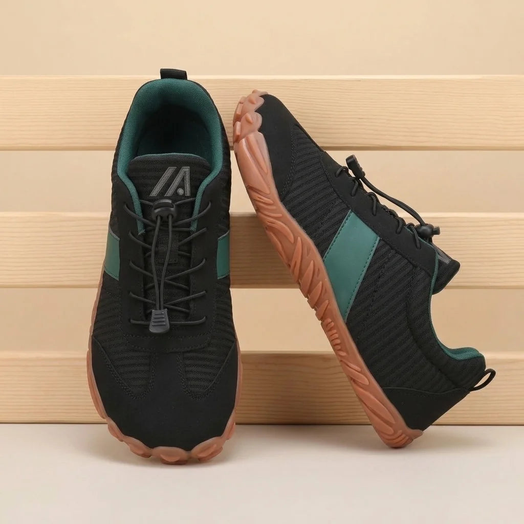 Alvidon KalmaWalk Schwarz – Barfußschuhe, Ansicht der flachen Zero-Drop-Sohle, für Damen und Herren
