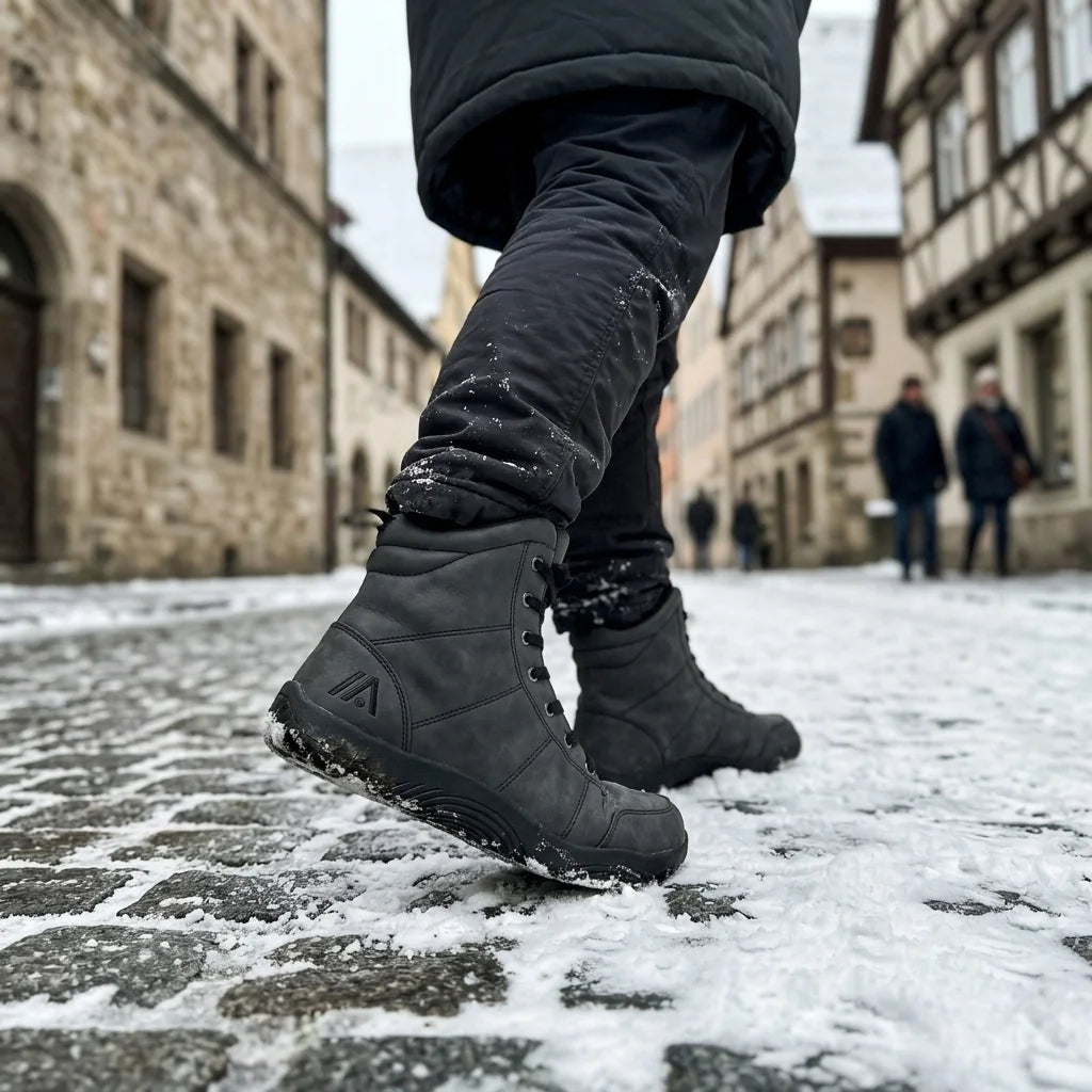 Alvidon MonteLite Olivgrün – Barfußschuhe, Infografik zu Passform und Eigenschaften, für Damen und Herren