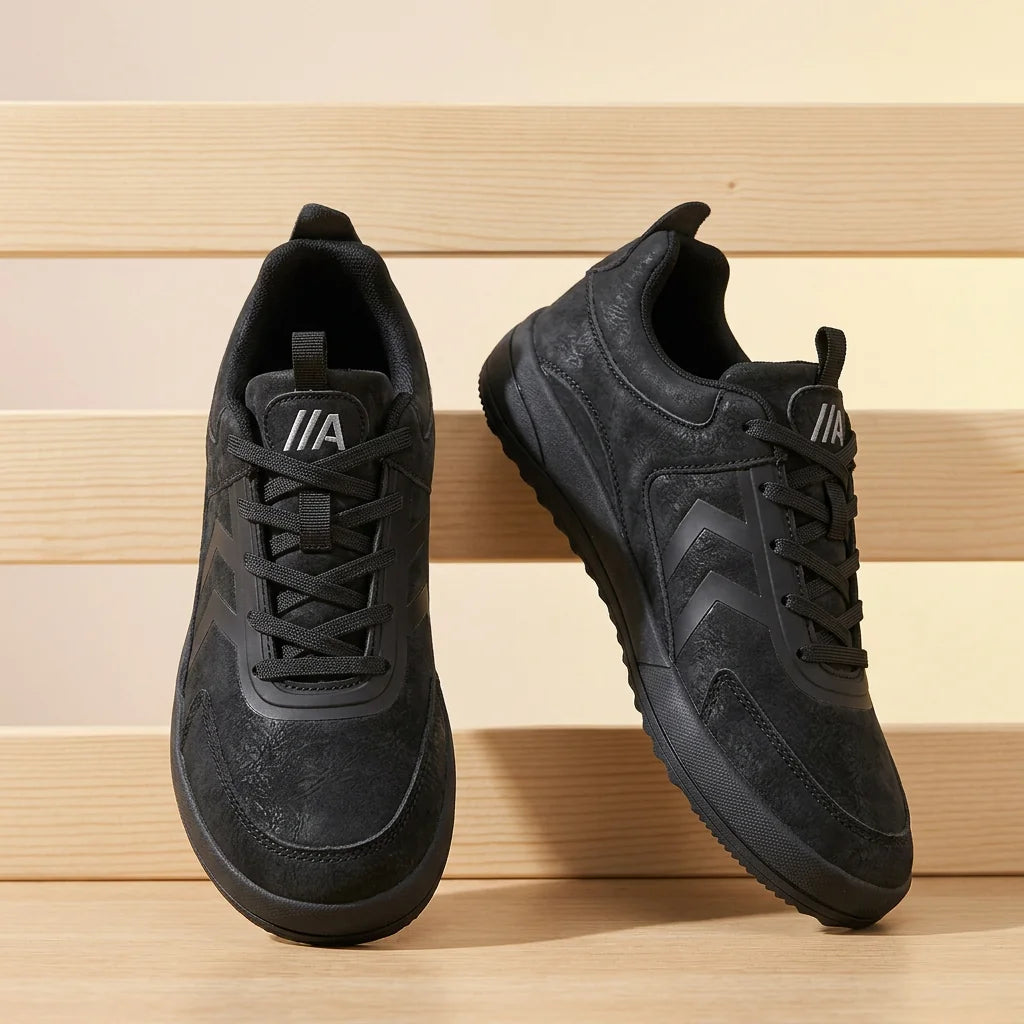 Alvidon NachtPur Schwarz – Barfußschuhe, Ansicht der flachen Zero-Drop-Sohle, für Damen und Herren
