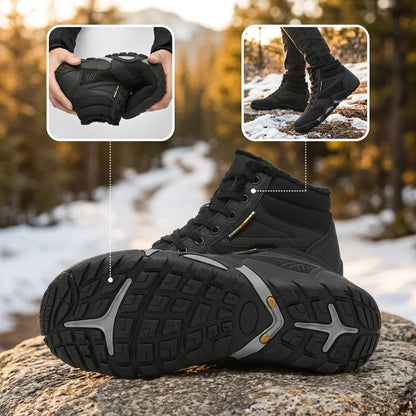 Alvidon NordicFlex Schwarz – Barfußschuhe, Infografik zu Passform und Eigenschaften, für Damen und Herren