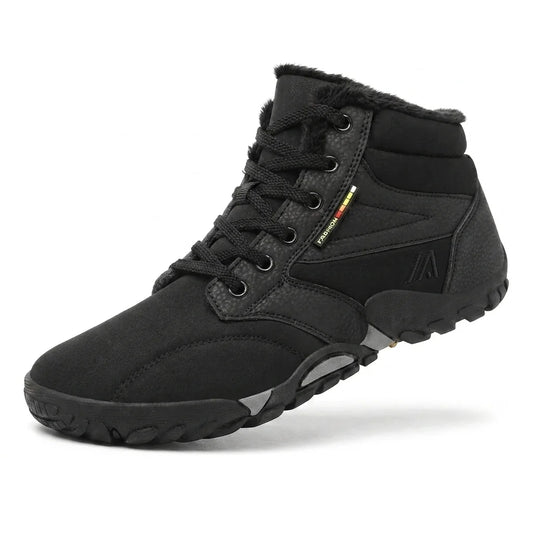 Alvidon NordicFlex Schwarz – Barfußschuhe, Seitenansicht im Studio, für Damen und Herren