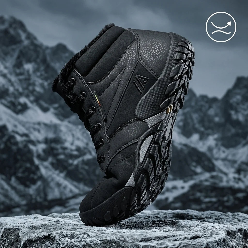 Alvidon NordicFlex Sand – Barfußschuhe, Infografik zu Passform und Eigenschaften, für Damen und Herren