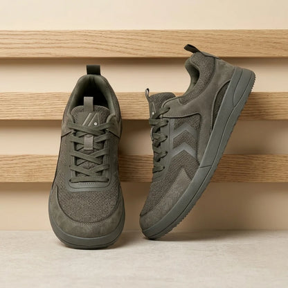 Alvidon OlivaWalk Olivgrün – Barfußschuhe, Ansicht der flachen Zero-Drop-Sohle, für Damen und Herren