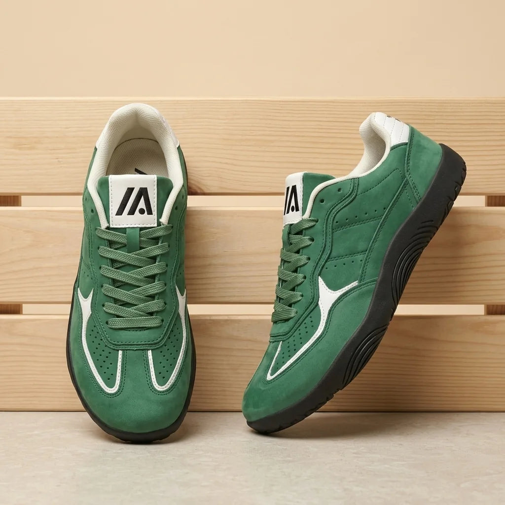 Alvidon PrimaVera Grün – Barfußschuhe, Ansicht der flachen Zero-Drop-Sohle, für Damen und Herren