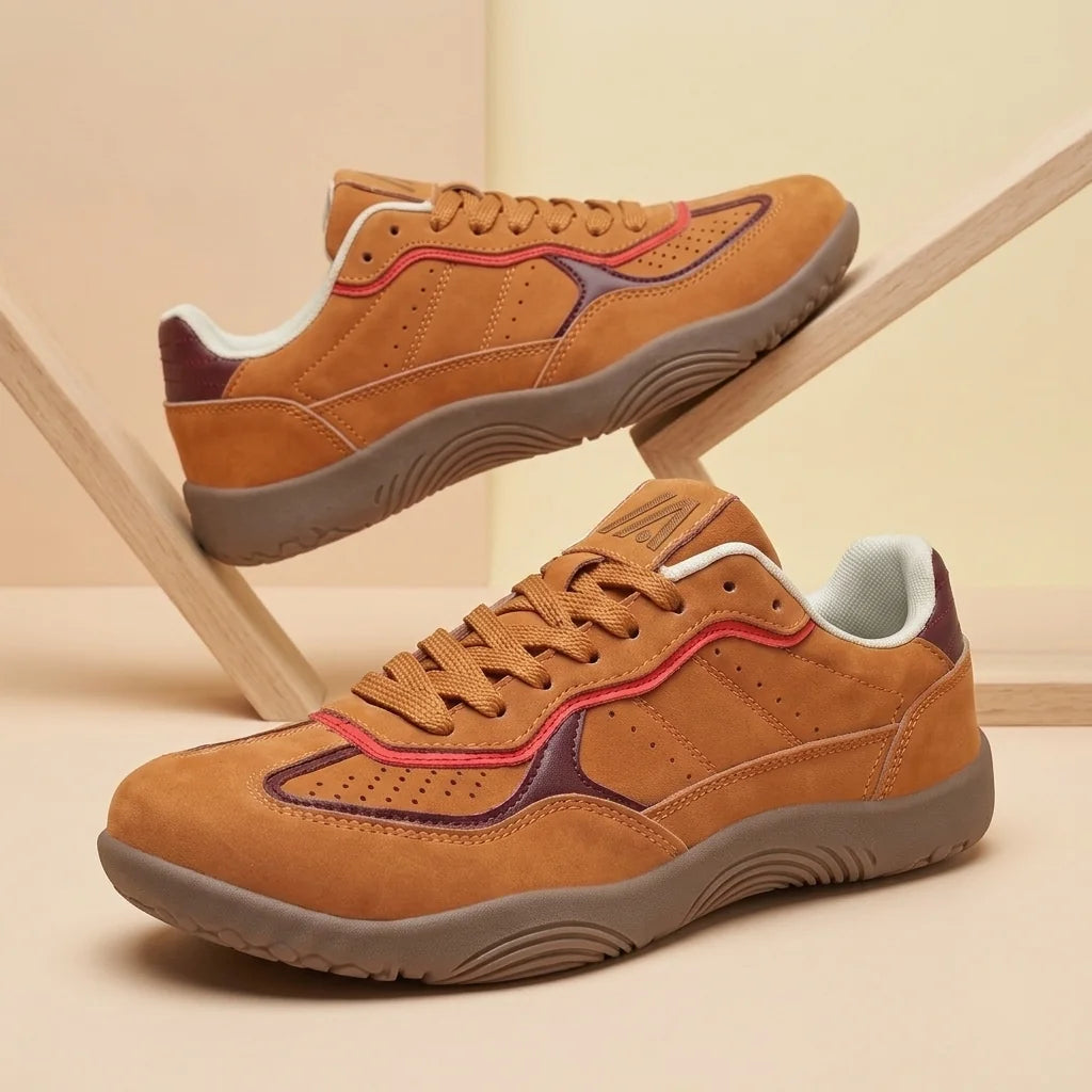 Alvidon PrimaVera Grün – Barfußschuhe, Detailaufnahme des gestickten Alvidon-Logos, für Damen und Herren