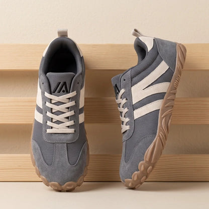 Alvidon RetroStride Dunkelgrau – Barfußschuhe, Ansicht der flachen Zero-Drop-Sohle, für Damen und Herren