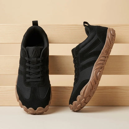 Alvidon RetroStride Dunkelgrau – Barfußschuhe, Ansicht der flachen Zero-Drop-Sohle, für Damen und Herren