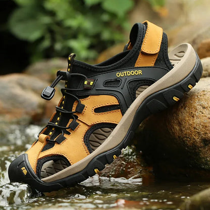 Alvidon™ RockStride – Geschlossene Leder-Barfußsandalen für Outdoor