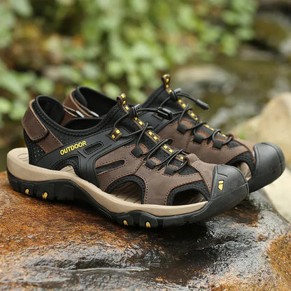 Alvidon™ RockStride – Geschlossene Leder-Barfußsandalen für Outdoor