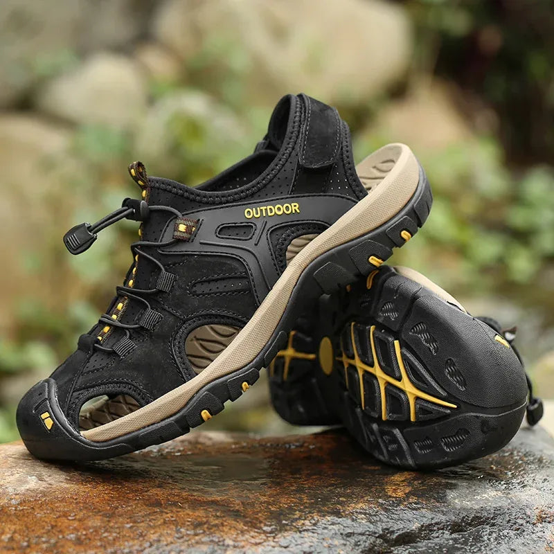 Alvidon™ RockStride – Geschlossene Leder-Barfußsandalen für Outdoor