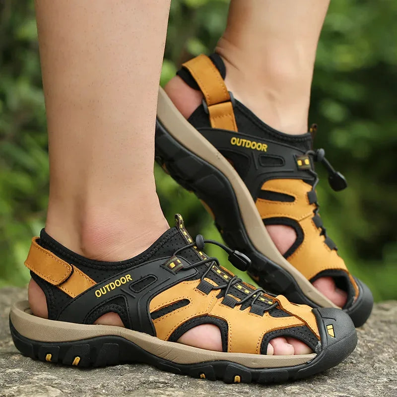 Alvidon™ RockStride – Geschlossene Leder-Barfußsandalen für Outdoor