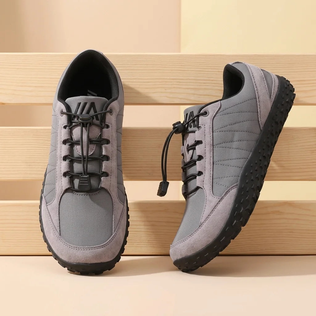 Alvidon SentieroX Grau – Barfußschuhe, Ansicht der flachen Zero-Drop-Sohle, für Damen und Herren