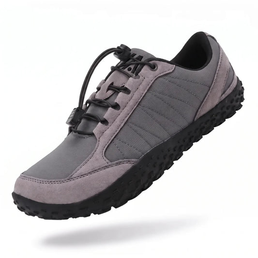 Alvidon SentieroX Grau – Barfußschuhe, Seitenansicht im Studio, für Damen und Herren