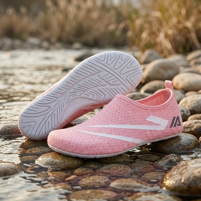 Alvidon SockFlex Rosa – Wasserschuhe aus Mesh, auf nassen Flusssteinen am Wasser, Barfußschuhe für Damen und Herren