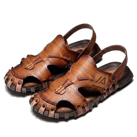 Alvidon SoftGlide Braun – Barfußsandalen, Seitenansicht im Studio, für Damen und Herren