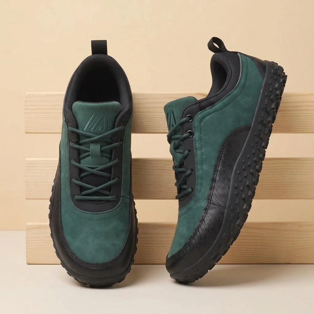 Alvidon TerraCuoio Grün – Barfußschuhe, Ansicht der flachen Zero-Drop-Sohle, für Damen und Herren