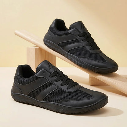 Alvidon WellenSchritt Weiß-Grün – Barfußschuhe, Detailaufnahme des gestickten Alvidon-Logos, für Damen und Herren