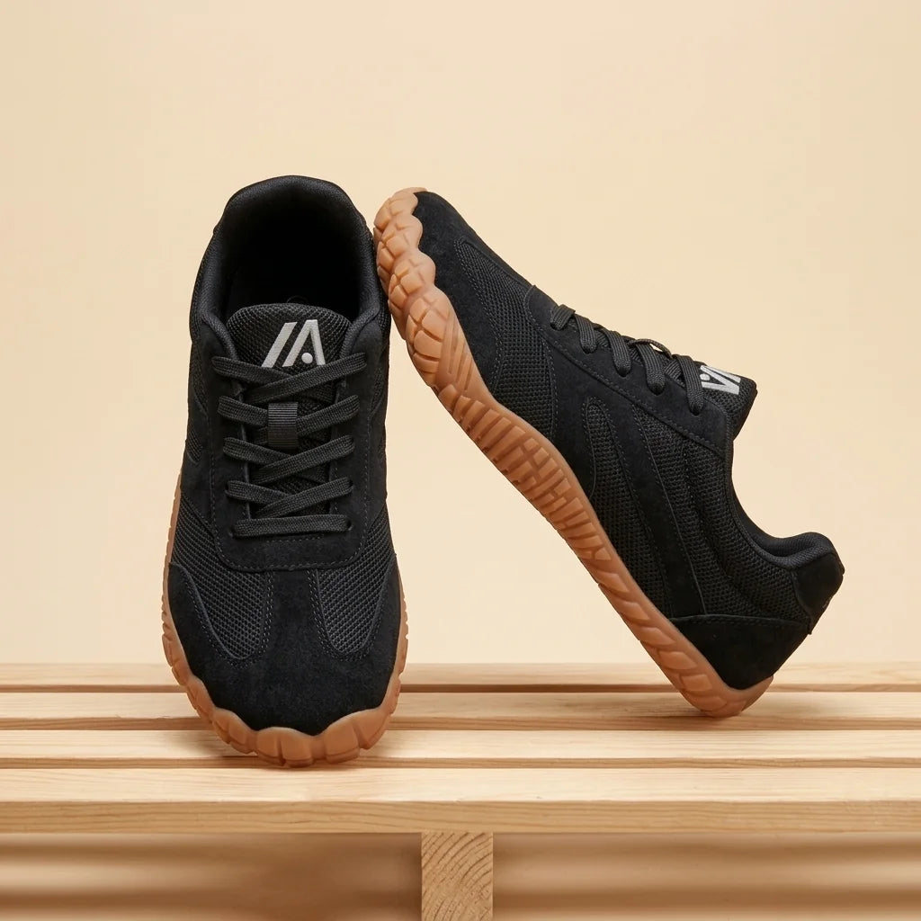 Alvidon ZenStride Dunkelgrau – Barfußschuhe, Ansicht der flachen Zero-Drop-Sohle, für Damen und Herren
